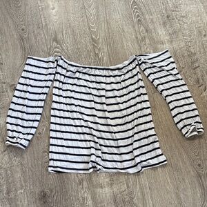 Cotton On Navy and White Striped Top